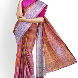 Pure Handloom Traditional Katan Silk Pink Kanchipuram Saree