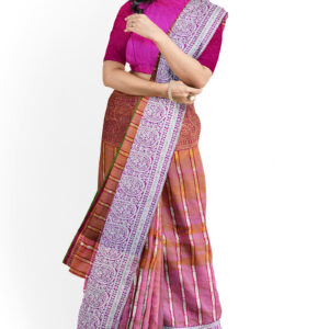 Pure Handloom Traditional Katan Silk Pink Kanchipuram Saree