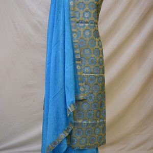 Pure Banarasi Weaving Butter Silk Suit Set Sky Blue (Unstitched)