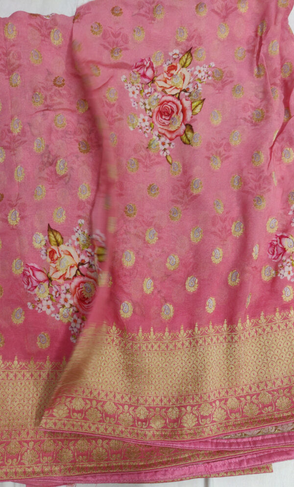 pure chiffon digital print saree baby pink