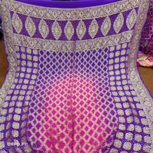 Pure Banarasi Bandhani Georgette Duppatta Purple & Pink Double Dye
