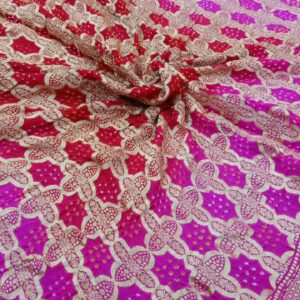 Pure Banarasi Bandhani Georgette Duppatta Pink & Red Double Dye