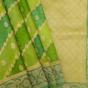 Banarasi Organza Kora Silk Saree Seagreen Color Dual Dyed