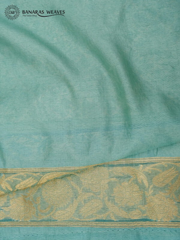 Banarasi Organza Kora Silk Saree Sky Blue Multi Color Dyed