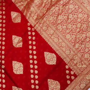 Banarasi Khaddi Georgette Saree Red Color Booti & Boota Design