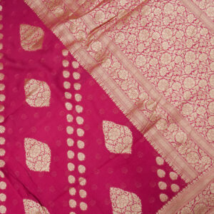 Banarasi Khaddi Georgette Saree Rani Pink Color Boota Booti Design