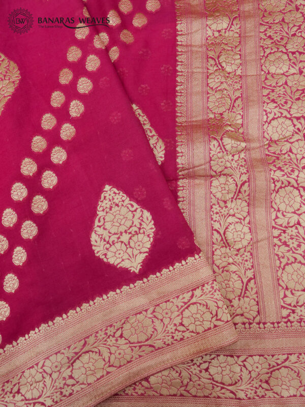 Banarasi Khaddi Georgette Saree Rani Pink Color Booti & Boota Design