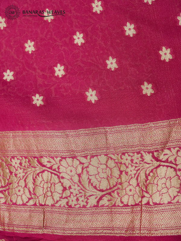 Banarasi Khaddi Georgette Saree Rani Pink Color Booti & Boota Design