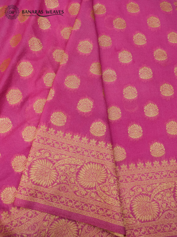 Banarasi Khaddi Chiffon Saree Pink Color Booti Design