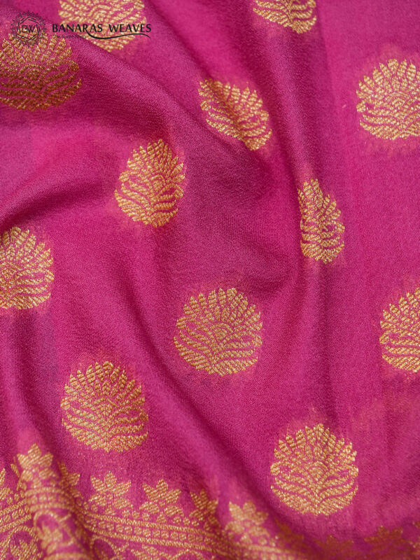 Banarasi Khaddi Chiffon Saree Pink Color Booti Design