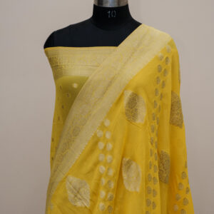 Banarasi Khaddi Georgette Saree Yellow Color Booti & Boota Design