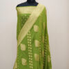 Banarasi Khaddi Georgette Saree Pista Green Color Booti & Boota Design