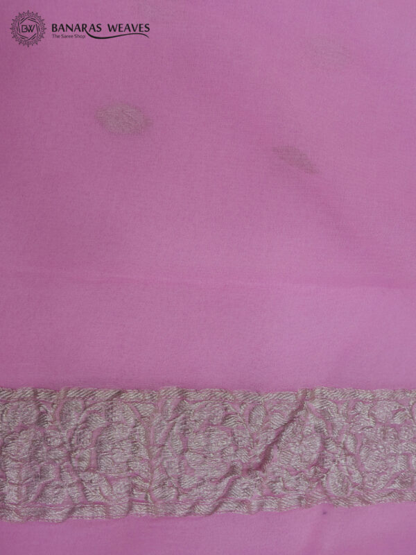 Pure Handloom Banarasi Kadhwa Khaddi Chiffon Saree Baby Pink Color Booti Design