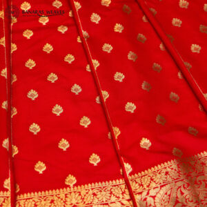 Banarasi Silk Kali Lehenga Unstitched Red Color