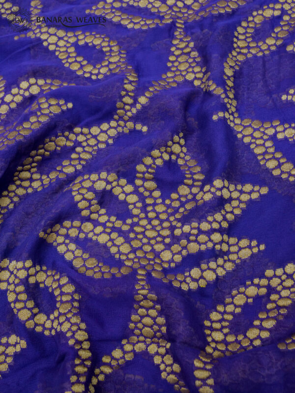 Pure Banarasi Khaddi Georgette Saree Purple Color Jaal Design