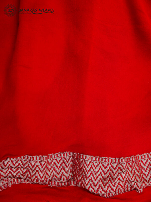 Pure Banarasi Khaddi Georgette Saree Red Color Jaal Design Hand Dyed