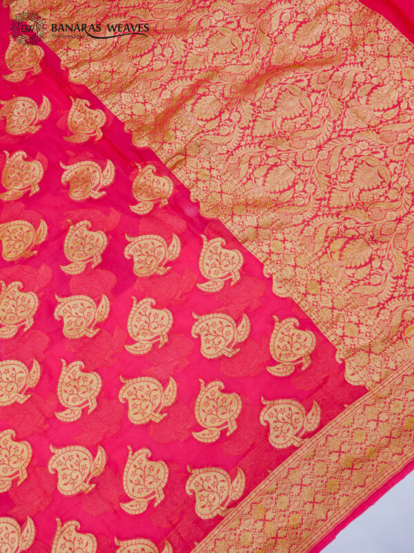 Pure Khaddi Georgette Saree Pink Color Boota Design
