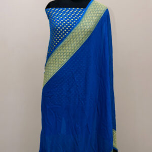 Pure Plain Banarasi Khaddi Georgette Saree Blue Color