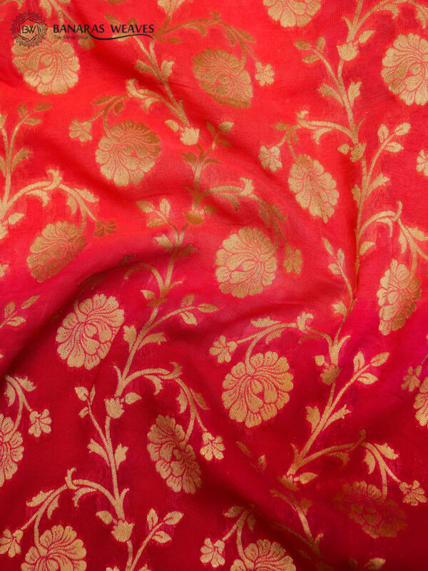 Banarasi Khaddi Georgette Saree Pink & Dark Pink Colour Double Dyed In Jaal Design