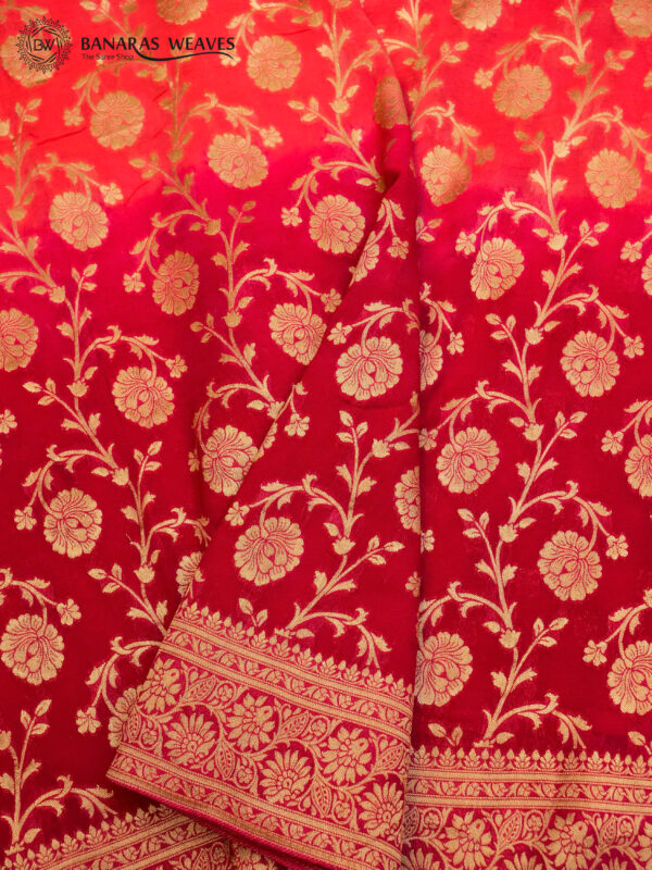 Banarasi Khaddi Georgette Saree Pink & Dark Pink Colour Double Dyed In Jaal Design