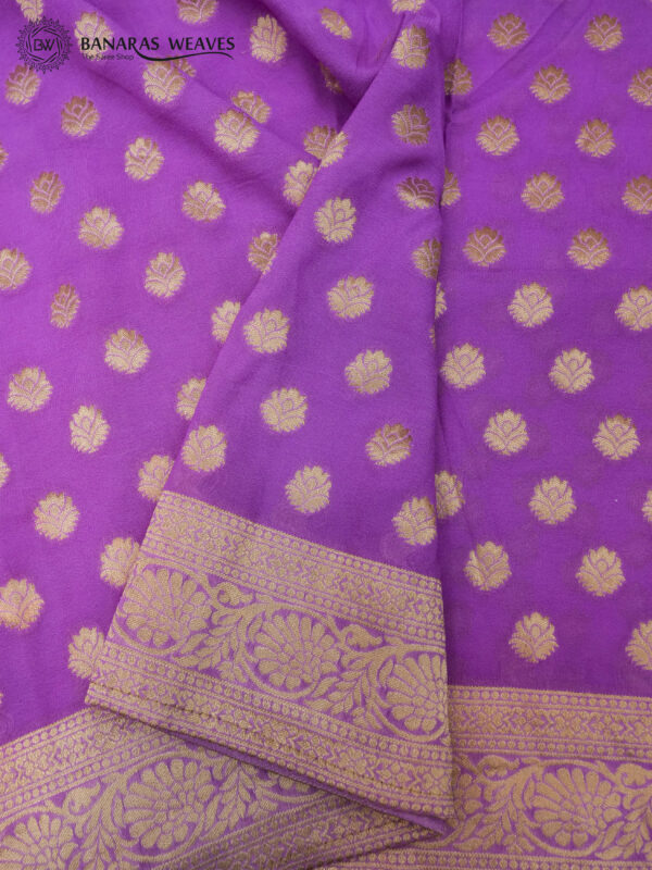 Banarasi Khaddi Georgette Saree Purple Color In Booti Design