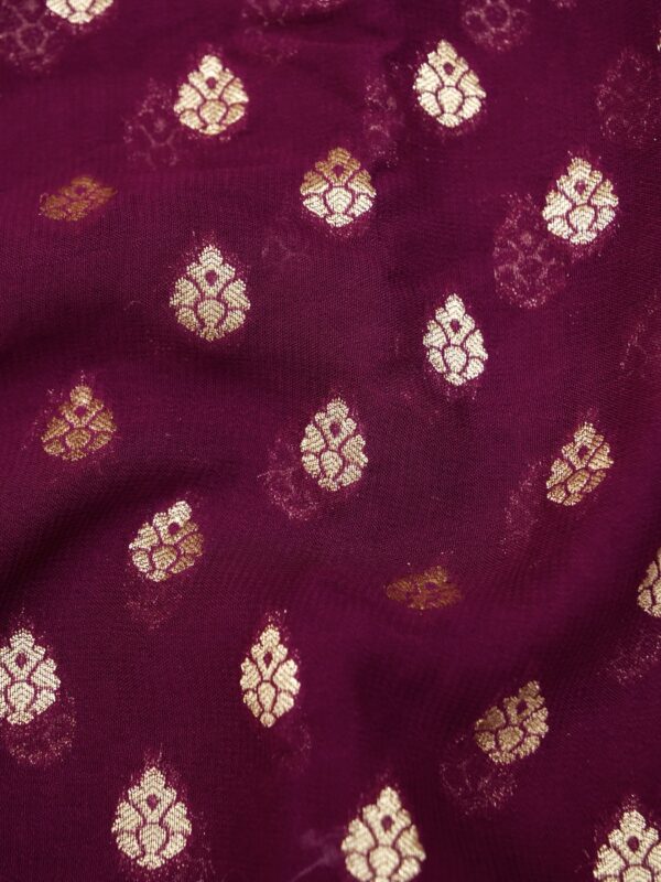 Banarasi Khaddi Georgette Saree Wine Color In Booti Design