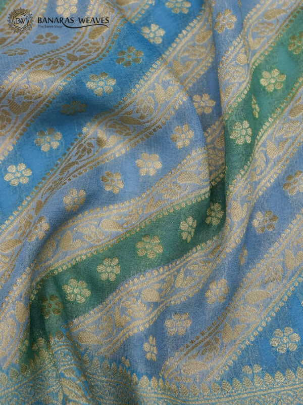 Banarasi Khaddi Georgette Greyish Blue Color In Ada Booti Design Multi Color