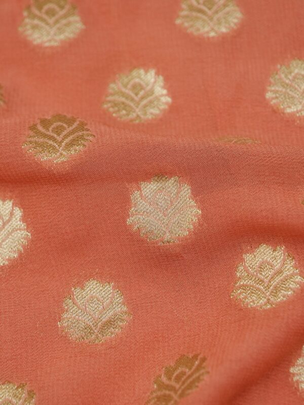 Banarasi Khaddi Georgette Saree Peach Color In Booti Design
