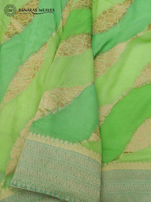 Banarasi Khaddi Georgette Saree Light Green Color In Ada Jaal Design