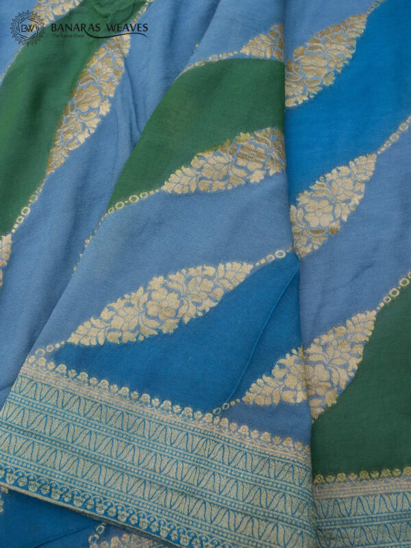 Banarasi Khaddi Georgette Saree Greyish Blue Color In Ada Jaal Design