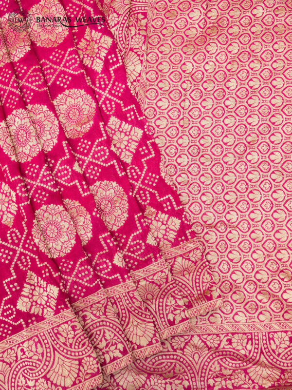 Banarasi Khaddi Georgette Saree Rani Pink Color In Jaal Garchola Design