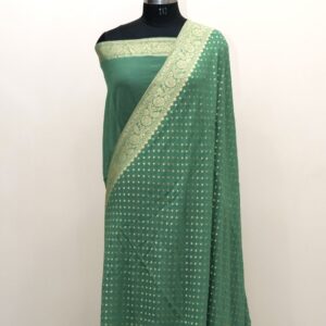 Banarasi Khaddi Georgette Saree Sea Green Color In Small Booti Design