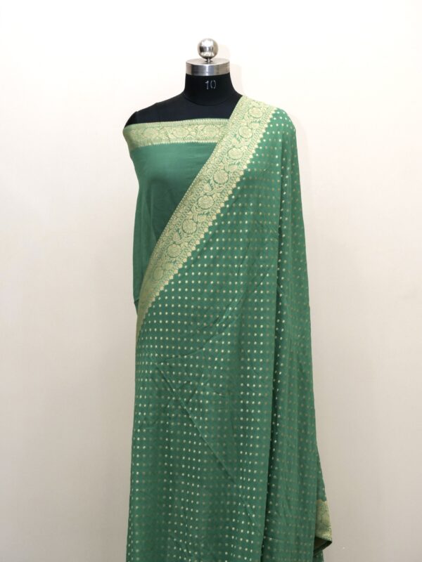 Banarasi Khaddi Georgette Saree Sea Green Color In Small Booti Design