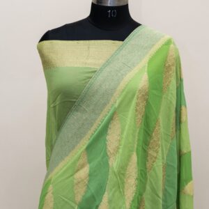 Banarasi Khaddi Georgette Saree Light Green Color In Ada Jaal Design Multi Color