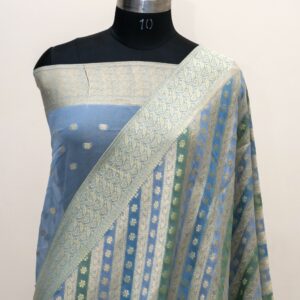Banarasi Khaddi Georgette Greyish Blue Color In Ada Booti Design Multi Color