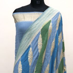 Banarasi Khaddi Georgette Saree Greyish Blue Color In Ada Jaal Design Multi Color