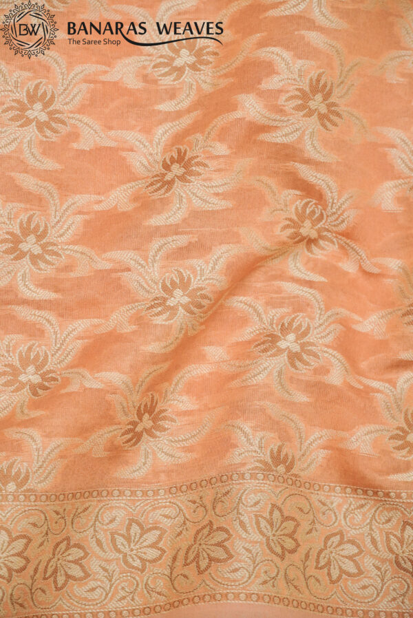 Banarasi Resham Work Cotton Suit Peach Color Boota Design