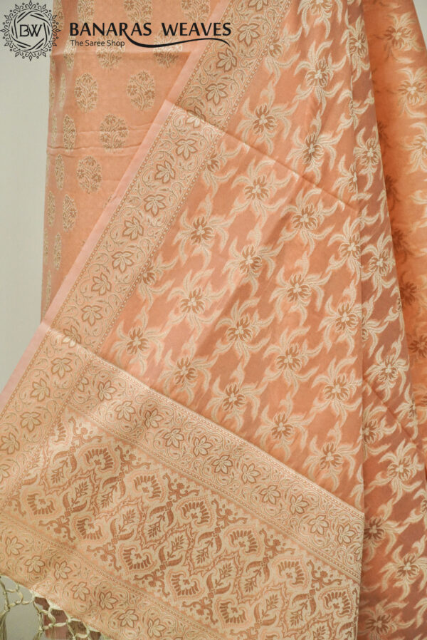 Banarasi Resham Work Cotton Suit Peach Color Boota Design