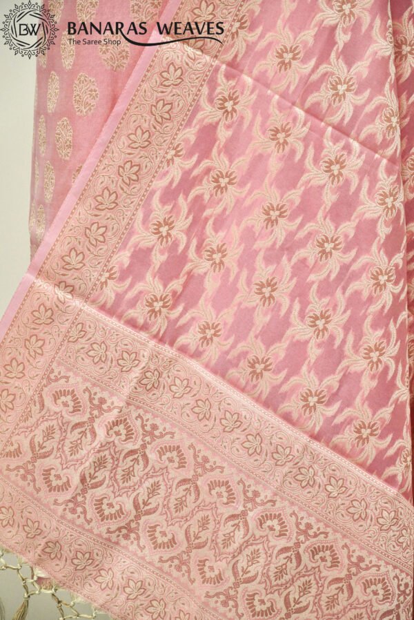 Banarasi Resham Work Cotton Suit Light Pink Color Boota Design