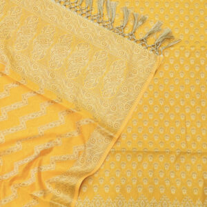 Banarasi Resham Work Cotton Suit Yellow Color