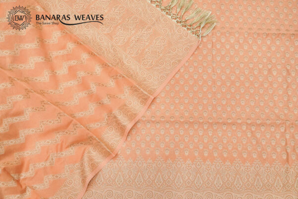 Banarasi Resham Work Cotton Suit Peach Color Booti Design