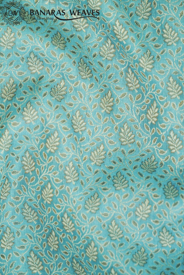Banarasi Resham Work Cotton Suit Sky Blue Color Booti Design