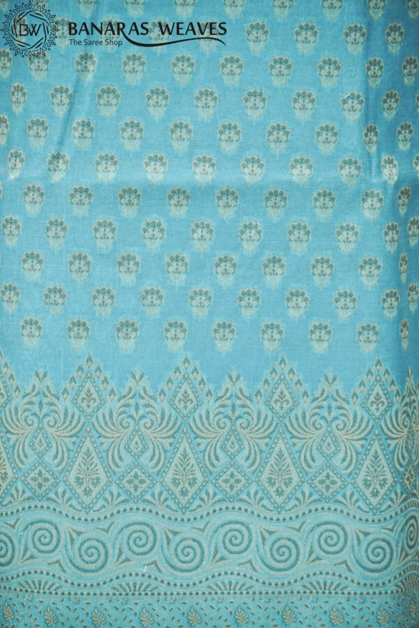 Banarasi Resham Work Cotton Suit Sky Blue Color Booti Design