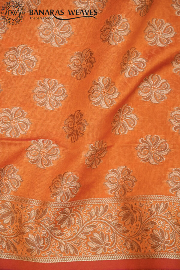 Banarasi Resham Work Cotton Suit Orange Color Booti Design