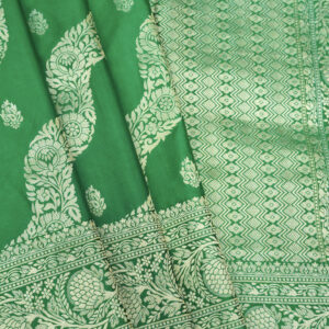 Banarasi Katan Silk Saree Green Color Ada Design