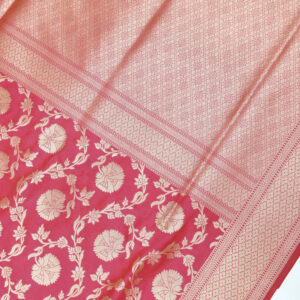 Banarasi Katan Silk Saree Pink Color Jaal Design