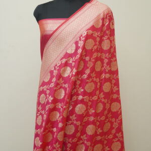 Banarasi Katan Silk Saree Pink Color Jaal Design