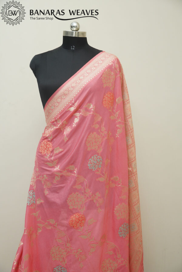 Banarasi Katan Silk Saree Light Pink Color Meenakari Work