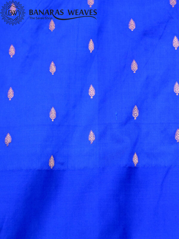 Pure Banarasi Kadhwa Katan Silk Saree Handloom | Blue & Dark Blue Green Color Contrast