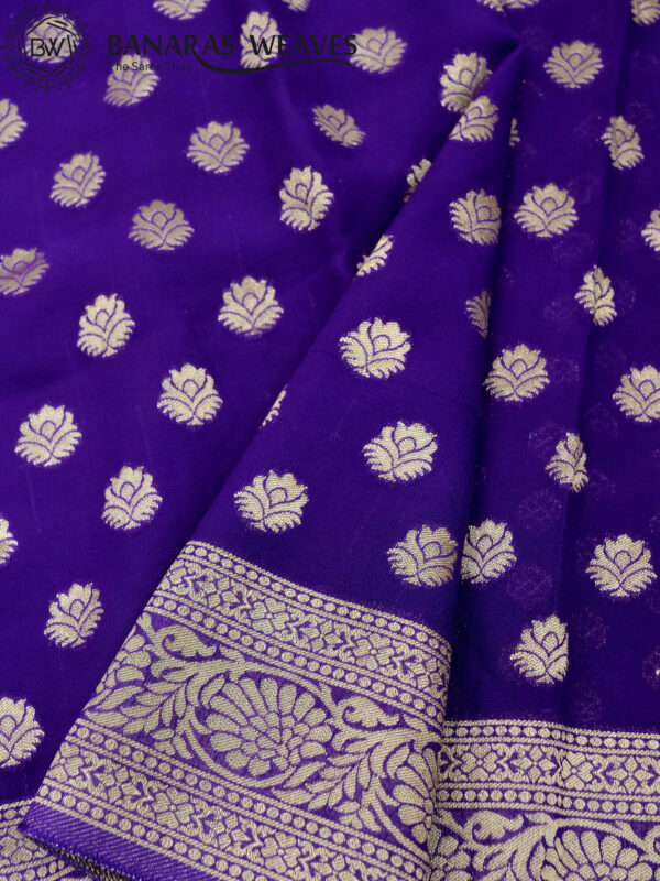Banarasi Khaddi Georgette Saree Violet Color Booti Design